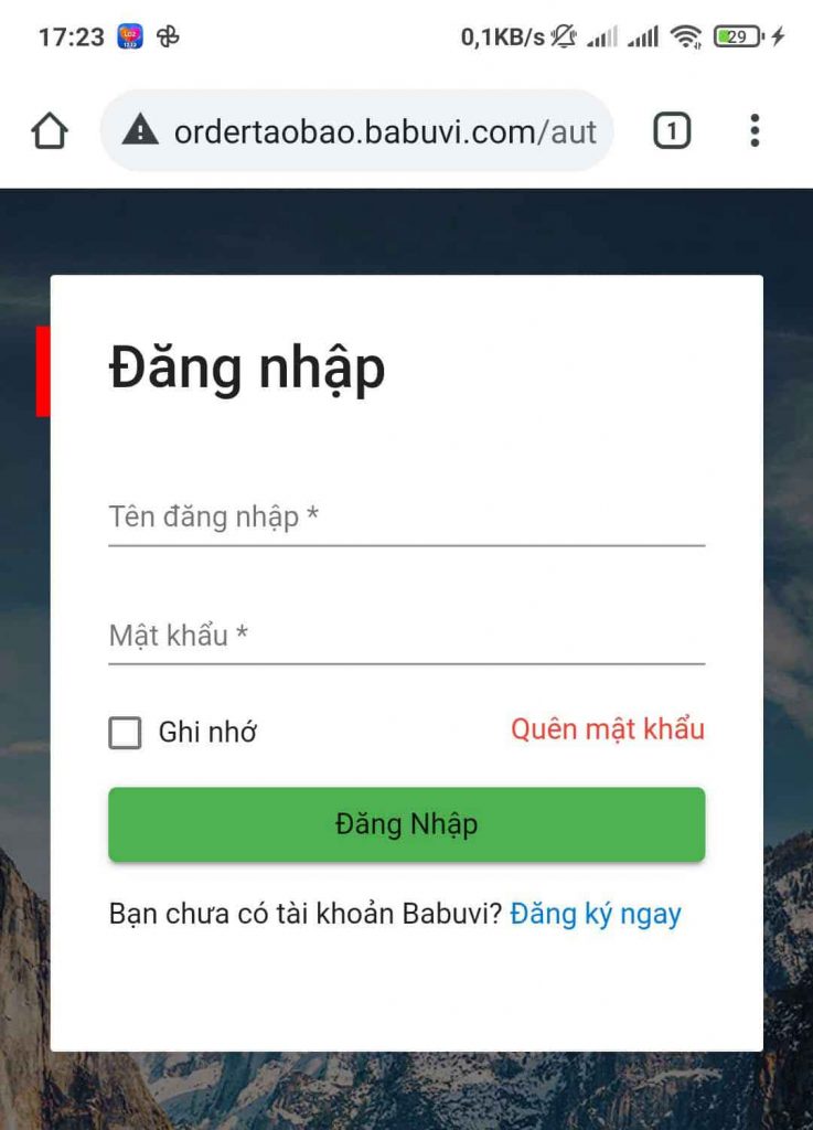 Cách mua hàng trên taobao bằng điện thoại - đăng nhập hệ thống